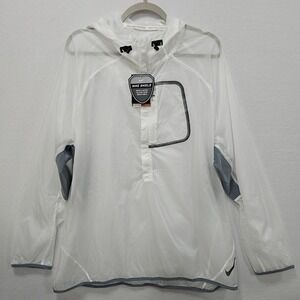 Nike Shield Pro Elite Rain Jacket Mens 2XL‎ White Running Track Windbreaker